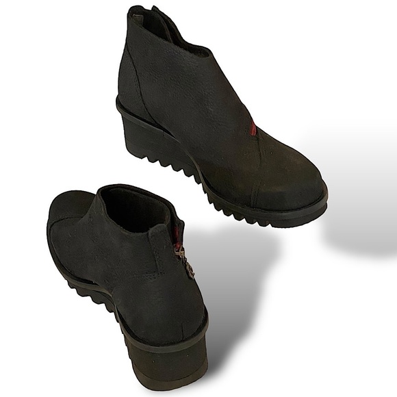 LOINTS OF HOLLANDER Low Wedge Lug Boot Lightning Black Nubuck Leather Re… - Picture 9 of 17